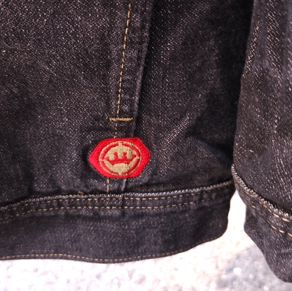 JNCO Rare Vintage Black Reconstructed Denim,  Embroidered Jacket /Size X… - Picture 8 of 11